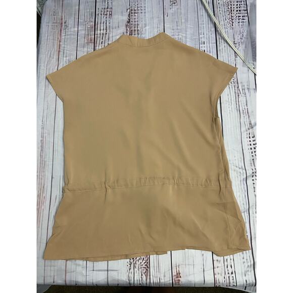 Spring Seaon Button Down Peplum Top Womens XS Chiffon Cinch Waist V Neck - Picture 2 of 7